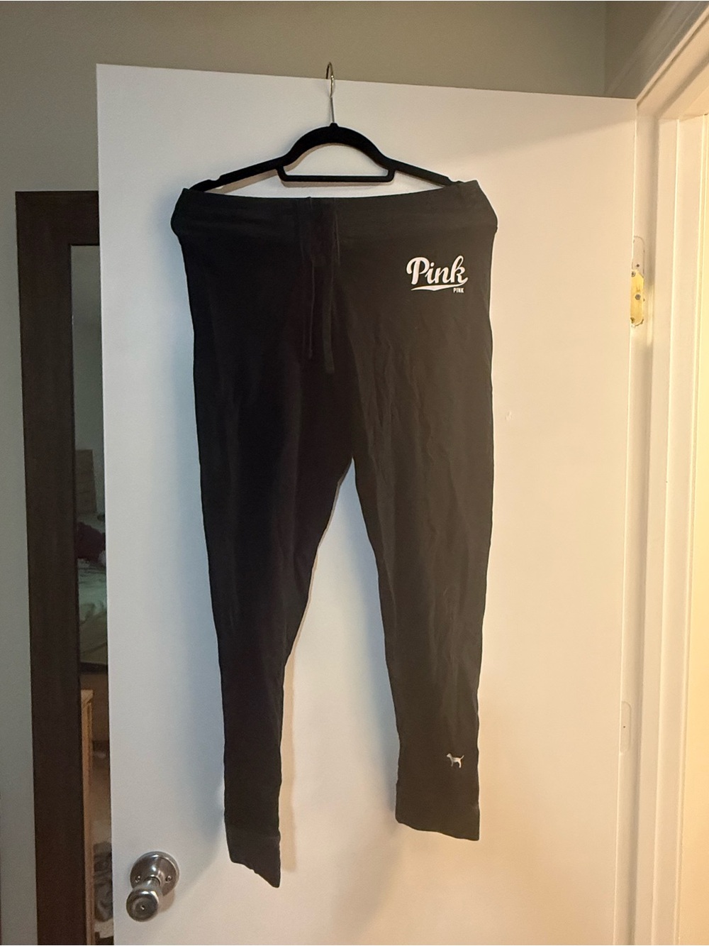 PINK Victoria's Secret Black Yoga Top with White Logo
